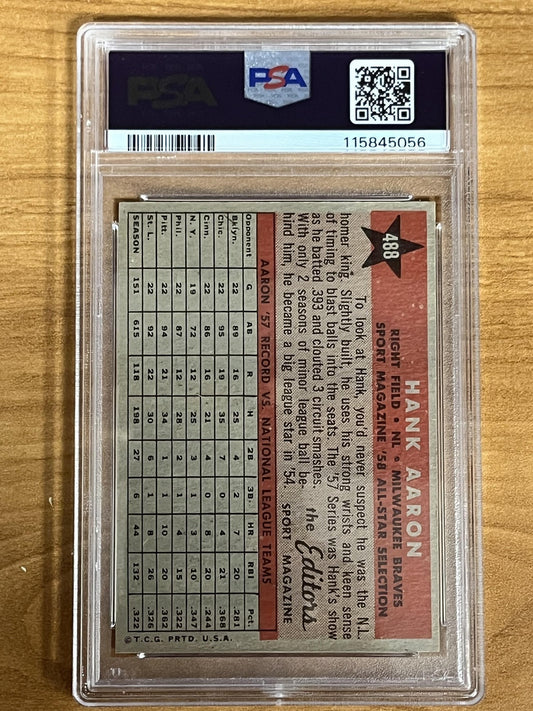 1958 Topps #488 Hank Aaron Milwaukee Braves