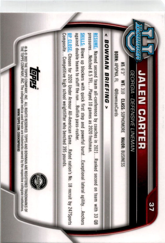2022 Bowman Chrome University #37 Jalen Carter
