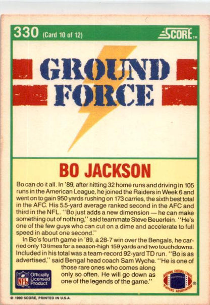 1990 Score #330 Bo Jackson Los Angeles Raiders
