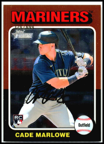2024 Topps Heritage Chrome #364 Cade Marlowe Rookie #/699 Seattle Mariners