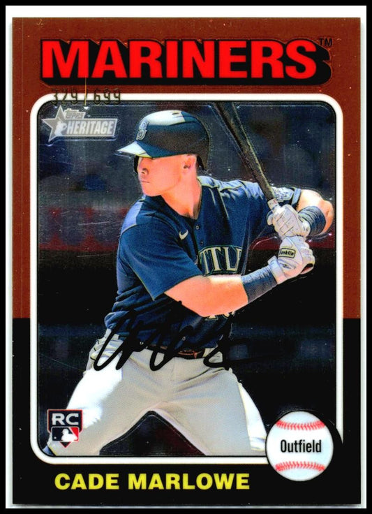 2024 Topps Heritage Chrome #364 Cade Marlowe Rookie #/699 Seattle Mariners