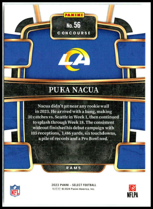 2023 Panini Select #56 Puka Nacua Rookie Los Angeles Rams