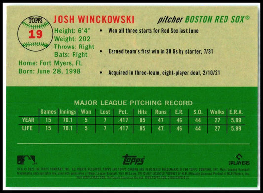 2023 Topps Chrome Platinum Anniversary Topps Refractor # Josh Winckowski Rookie