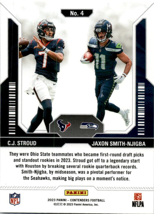 2023 Panini Contenders Round Numbers #4 C.J. Stroud / Jaxon Smith-Njigba