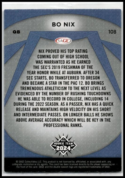 2024 SAGE HIT #108 Bo Nix Oregon Ducks