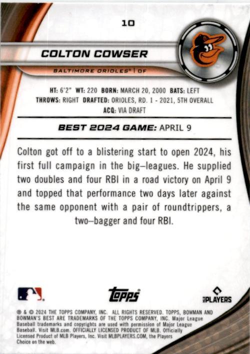 2024 bowman's best Purple Mojo Refractor /250 #10 Colton Cowser