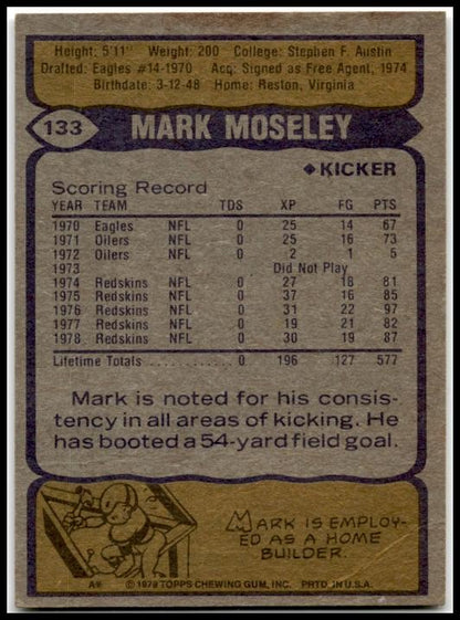 1979 Topps #133 Mark Moseley Washington Redskins