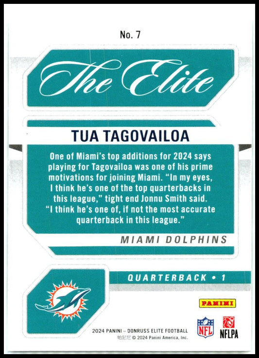 2024 Donruss Elite The Elite Green #7 Tua Tagovailoa Miami Dolphins