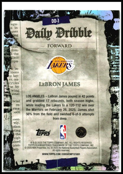 2025-26 Topps The Daily Dribble #DD-1 LeBron James Los Angeles Lakers