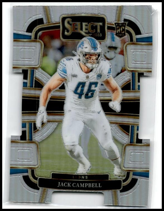 2023 Panini Select Silver Prizms Die Cuts #33 Jack Campbell Rookie Detroit Lions