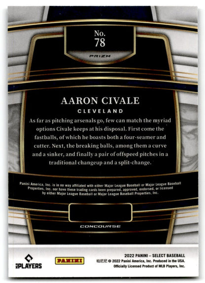 2022 Panini Select Scope Prizm Aaron Civale Cleveland Indians #78