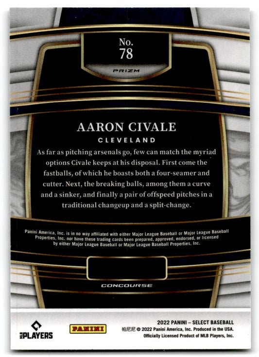 2022 Panini Select Scope Prizm Aaron Civale Cleveland Indians #78