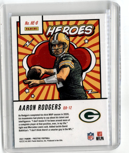 2021 Panini Prestige Heroes #HE-8 Aaron Rodgers Green Bay Packers