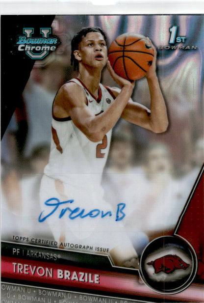 2023-24 Bowman University Chrome Raywave #8 Trevon Brazile Auto /199 Arkansas