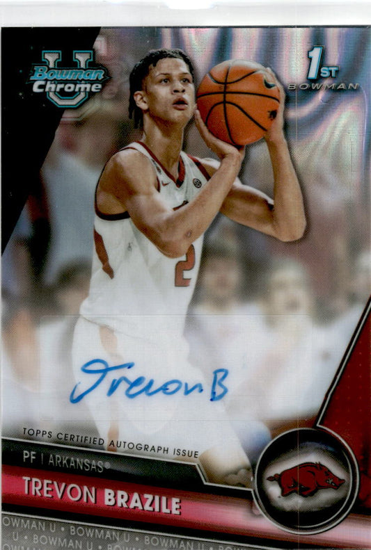 2023-24 Bowman University Chrome Raywave #8 Trevon Brazile Auto /199 Arkansas