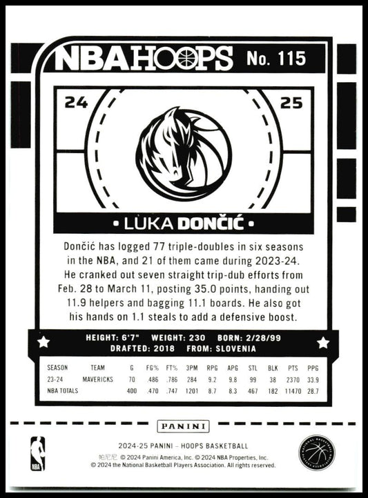 2024-25 Hoops #115 Luka Doncic Dallas Mavericks