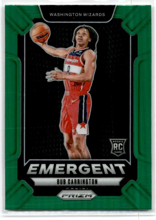 2024-25 Panini Prizm Emergent Prizms Green #20 Bub Carrington Washington Wizards