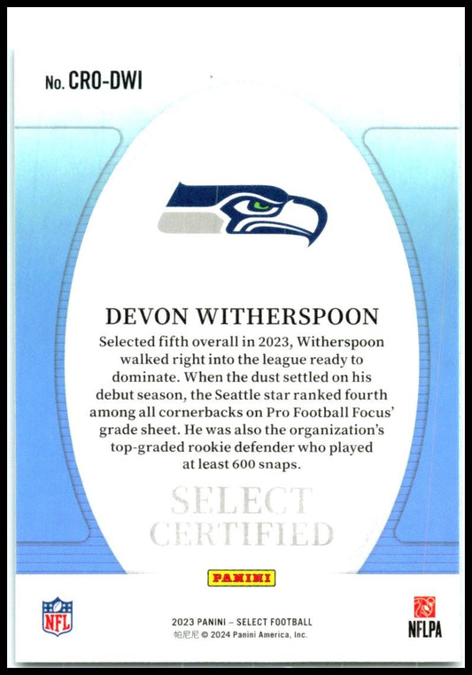 2023 Panini Select Select Certified Rookies #CRO-DWI Devon Witherspoon Seattle