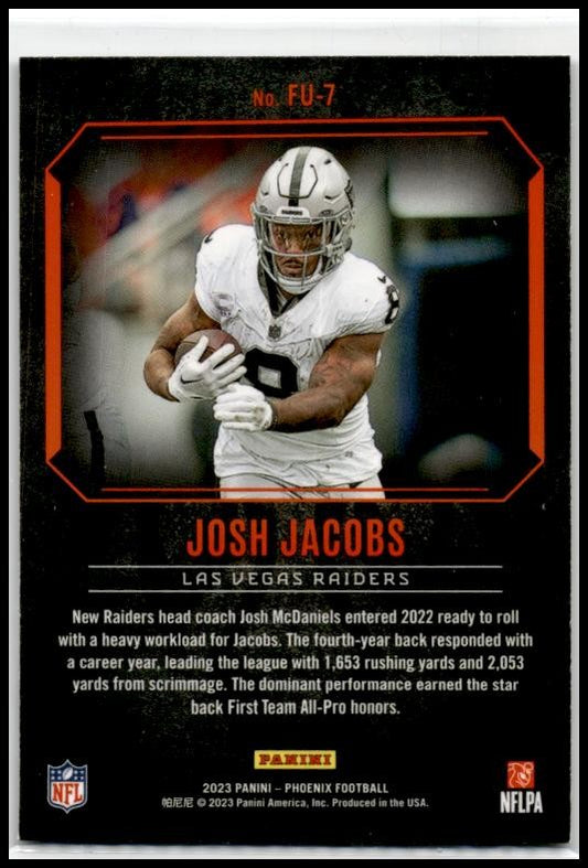 2023 Panini Phoenix Fired Up #FU-7 Josh Jacobs Las Vegas Raiders