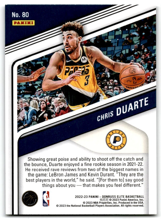 2022-23 Donruss Elite Chris Duarte Indiana Pacers #80