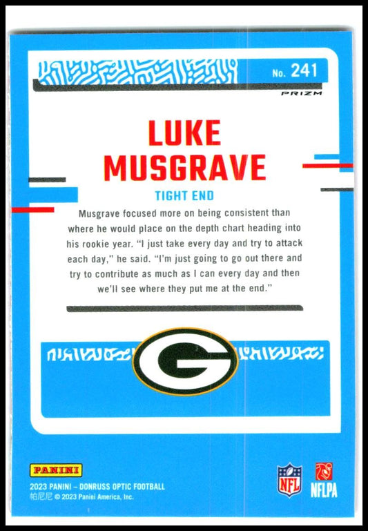 2023 Donruss Optic Pink #241 Luke Musgrave Rookie Green Bay Packers