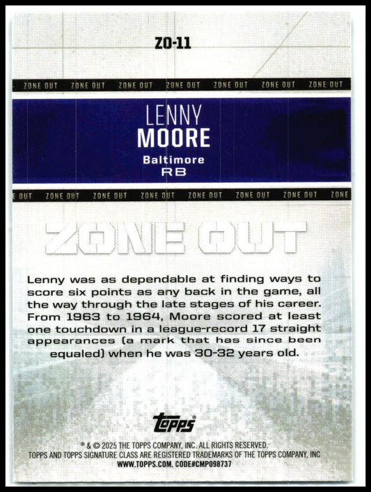 2024 Topps Signature Class Zone Out #ZO-11 Lenny Moore Baltimore Ravens