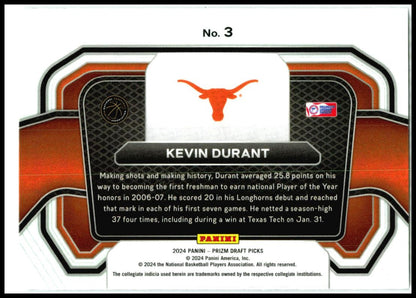 2024 Panini Prizm Draft Picks Campus Legends #3 Kevin Durant Rockets