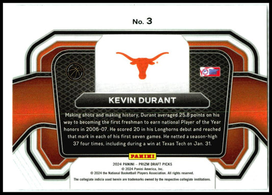 2024 Panini Prizm Draft Picks Campus Legends #3 Kevin Durant Rockets