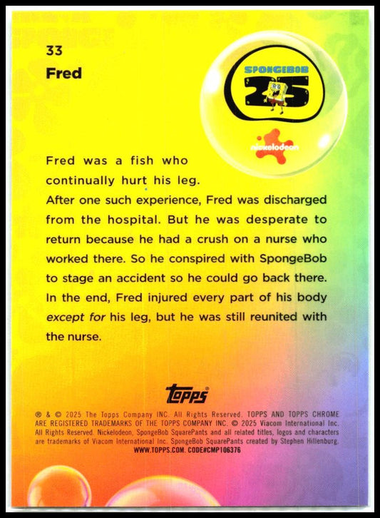 2025 Topps Chrome Spongebob Squarepants #33 Fred