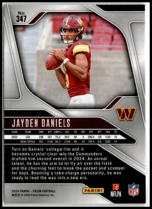 2024 Panini Prizm #347 Jayden Daniels Rookie Washington Commanders