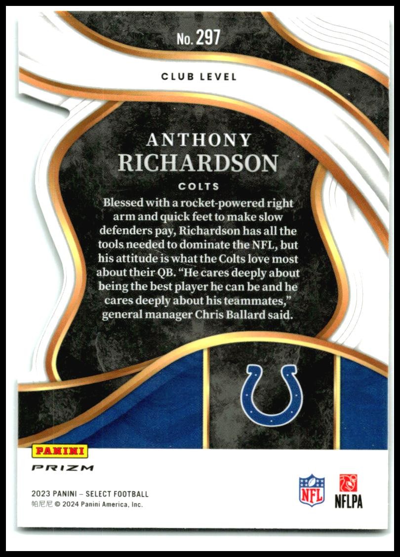 2023 Panini Select Silver Prizms Die Cuts #297 Anthony Richardson Rookie Colts