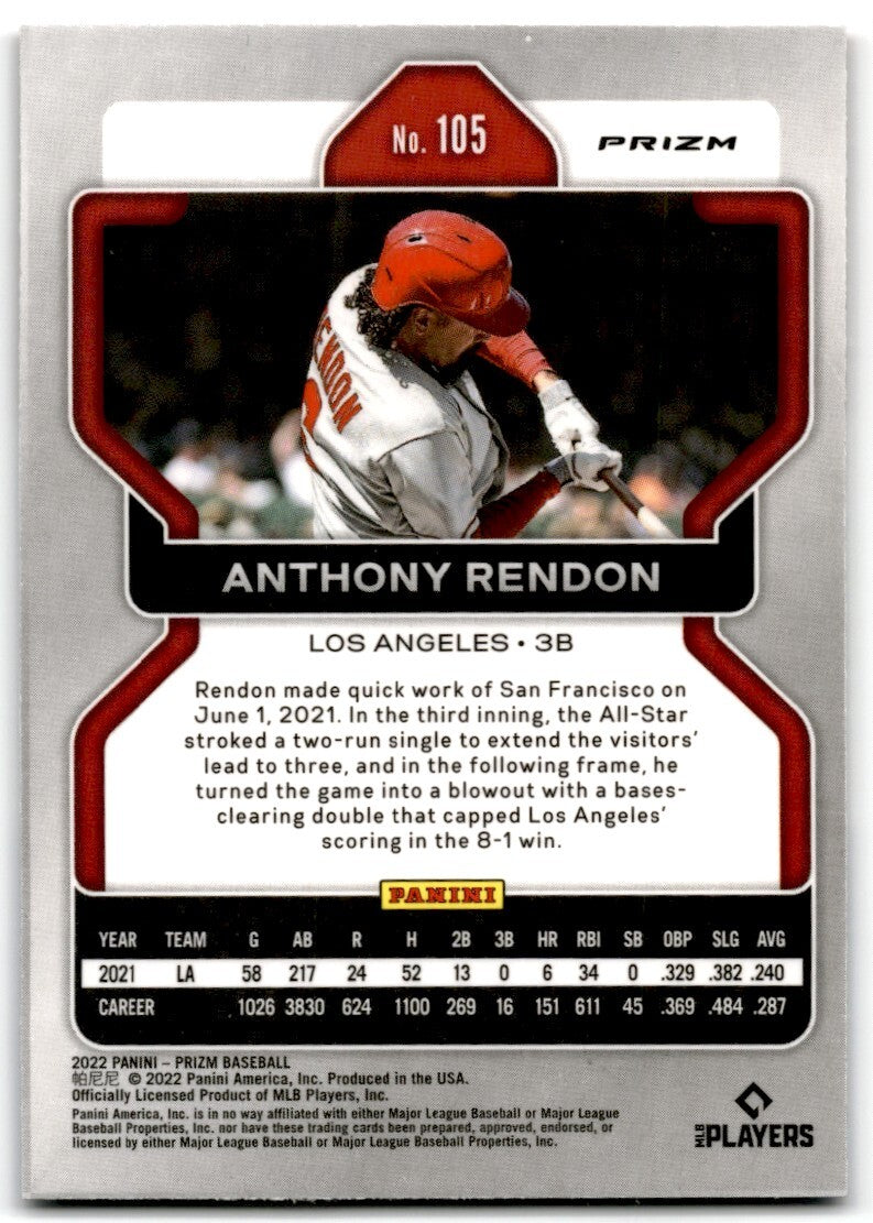 2022 Panini Prizm Red/White/Blue Anthony Rendon Los Angeles Angels #105