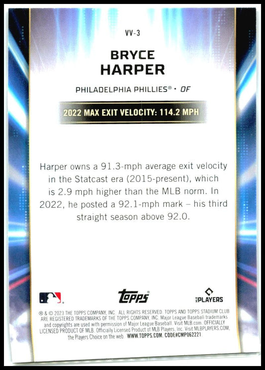 2023 Stadium Club Virtuosos of Velocity #VV-3 Bryce Harper Philadelphia Phillies
