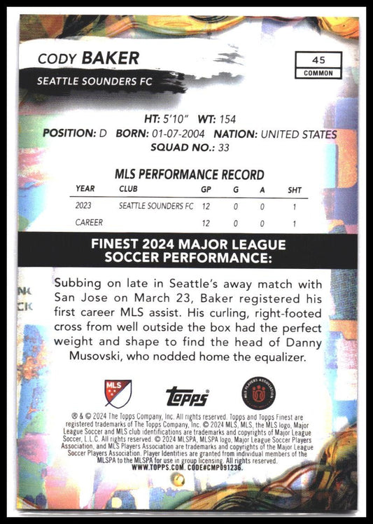 2024 Finest MLS #45 Cody Baker
