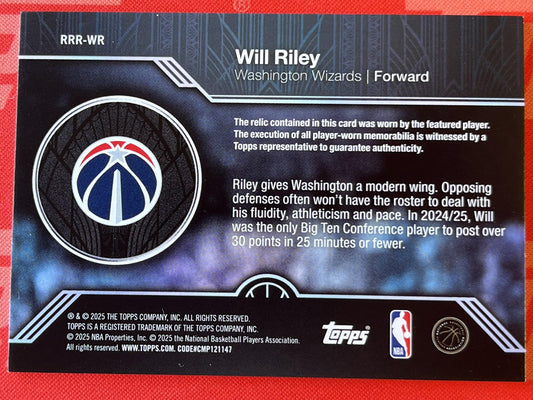 2025-26 Topps Roundball Remnamts #35 Will Riley Wizards