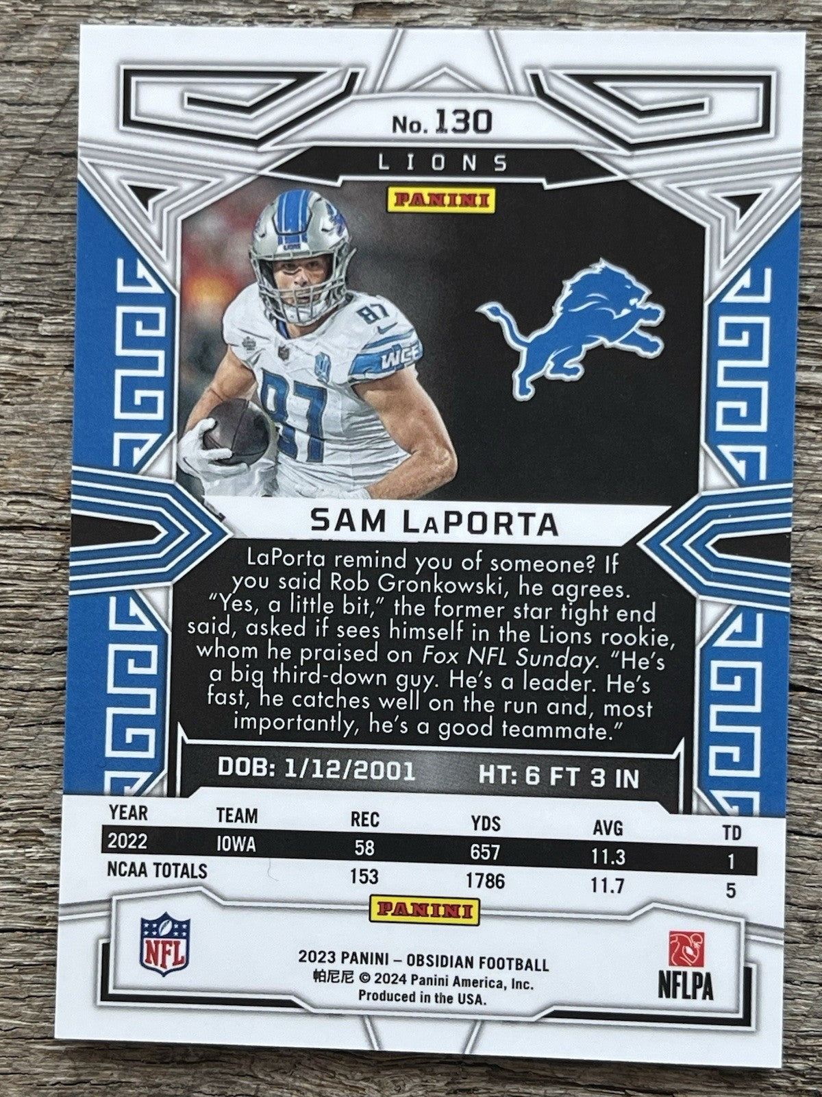 2023 Obsidian Asia Pulsar Prizm Black Silver Sam LaPorta RC Detroit Lions