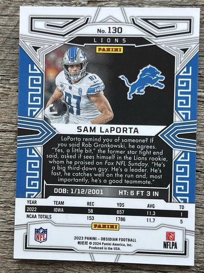 2023 Obsidian Asia Pulsar Prizm Black Silver Sam LaPorta RC Detroit Lions