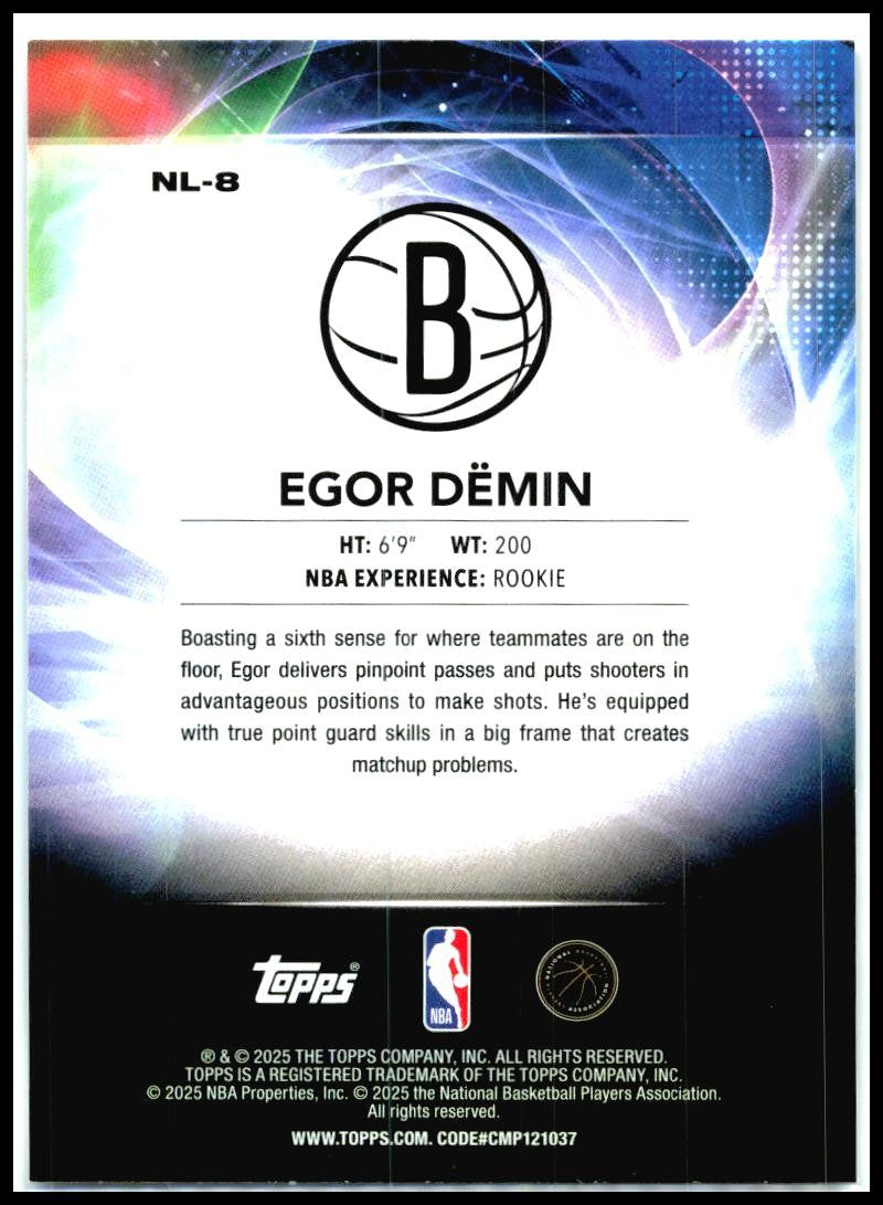 2025-26 Topps No Limit #NL-8 Egor Dëmin Brooklyn Nets