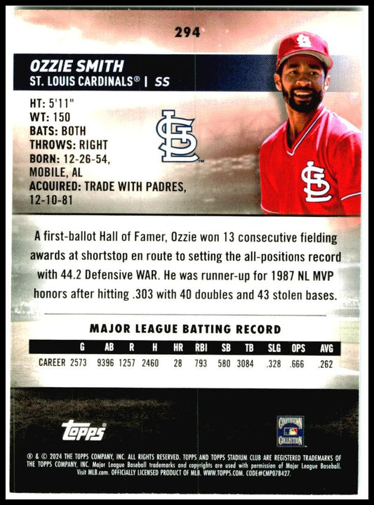 2024 Stadium Club #294 Ozzie Smith St. Louis Cardinals