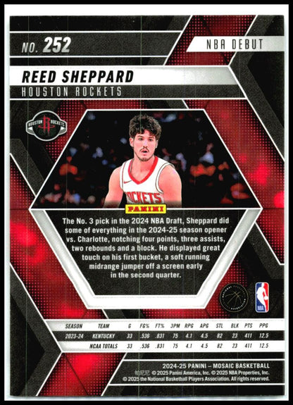 2024-25 Panini Mosaic #252 Reed Sheppard Houston Rockets