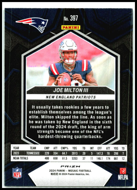 2024 Panini Mosaic Mosaic Green #397 Joe Milton III New England Patriots