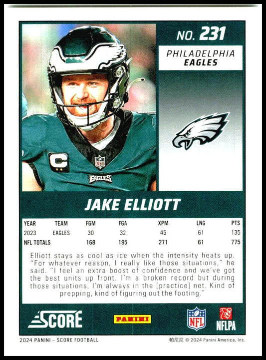 2024 Score #231 Jake Elliott Philadelphia Eagles