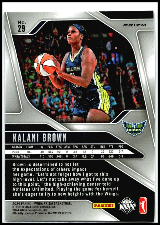 2024 Panini Prizm WNBA Blue Velocity Prizms #29 Kalani Brown Dallas Wings