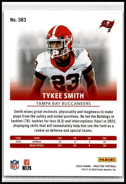 2024 Panini Prestige Xtra Points Pink #383 Tykee Smith Rookie Auto Buccaneers