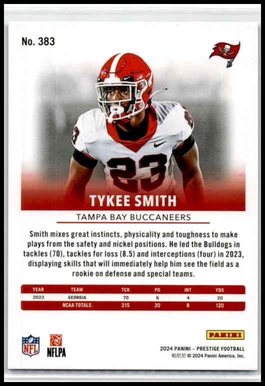 2024 Panini Prestige Xtra Points Pink #383 Tykee Smith Rookie Auto Buccaneers