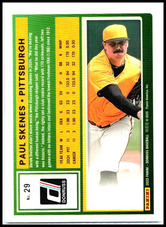 2025 Donruss #29 Paul Skenes Pittsburgh Pirates
