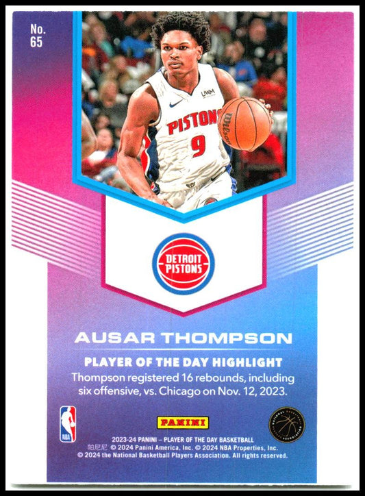 2023-24 Panini Player of the Day #65 Ausar Thompson Detroit