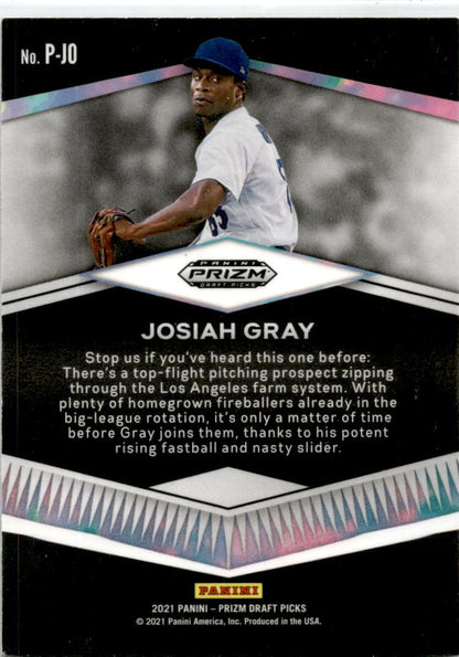 2021 Panini Prizm Draft Picks #P-JO Josiah Gray Prospects Los Angeles Dodgers