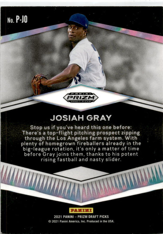 2021 Panini Prizm Draft Picks #P-JO Josiah Gray Prospects Los Angeles Dodgers