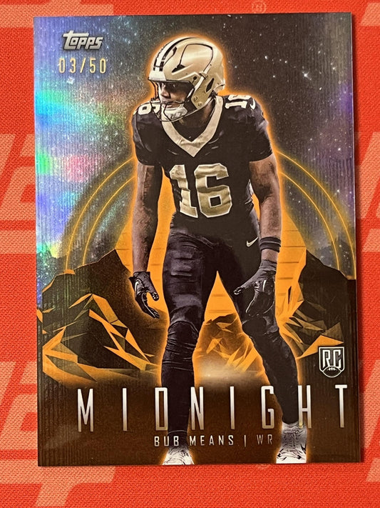 2024 Topps Midnight Summer Solstice #69 Bub Means Rookie #/50 New Orleans Saints
